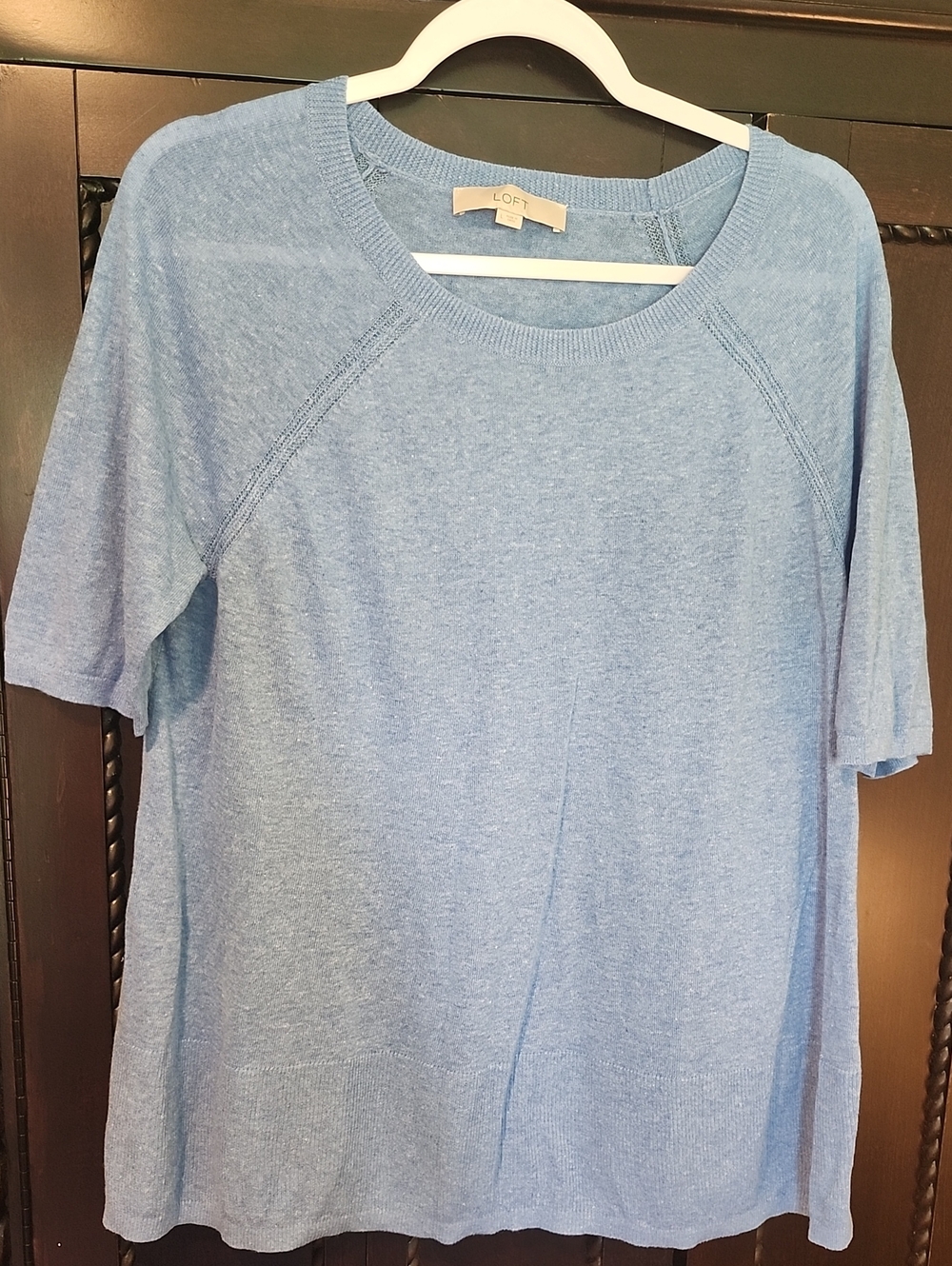 LOFT Soft Sky Blue Short Sleeve Knit Top